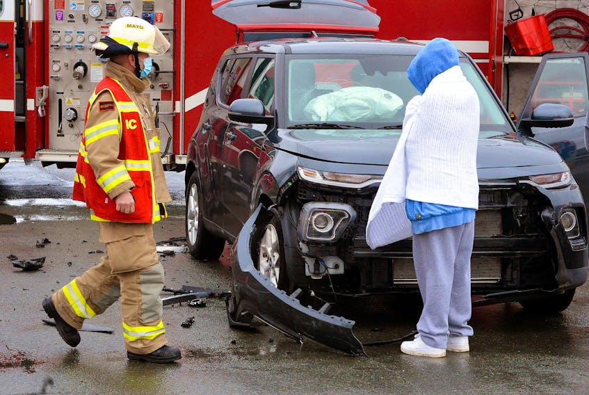 There were no serious injuries in a two-vehicle collision in St. John's Saturday morning. Keith Gosse/The Telegram
