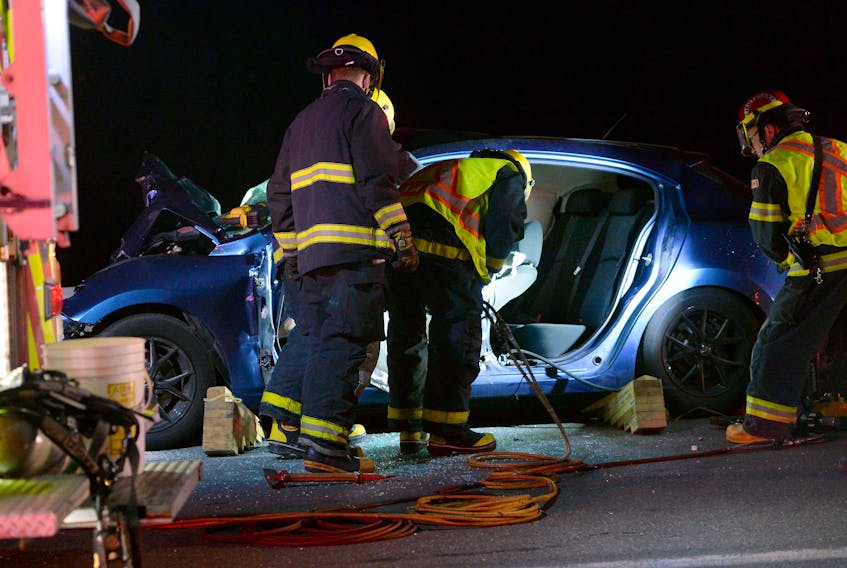 One man is dead and another person was sent to hospital with serious injuries Wednesday night following a two-vehicle head-on collision in Conception Bay South. Keith Gosse/The Telegram