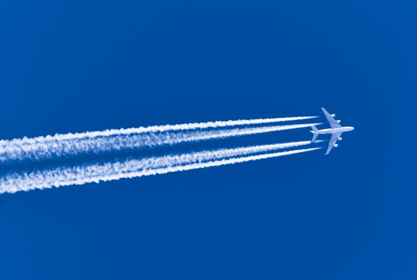 Aircraft contrails can add to global warming, as does aircraft exhaust.