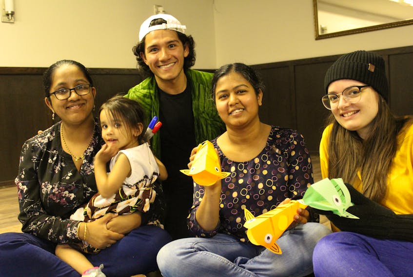 Some of the cast and crew of “The Tales of Dwipa”, from left: Playwright Prajwala Dixit with her daughter, director and actor Santiago Guzmán, and actors Urmila Palit and Robyn Vivian.