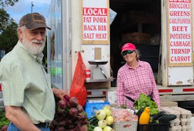 Garry Fry is a loyal customer of Fagan Farm’s stand in Churchill Square. Joselyn Fagan has been selling in the square for about 30 years.