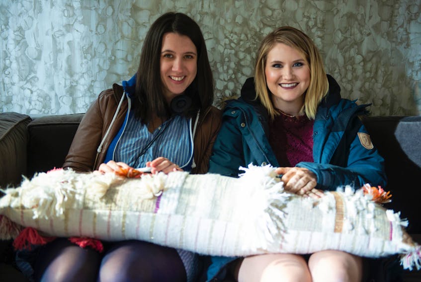 St. John’s-born and raised producer Margot Hand on the set of "Brittany Runs a Marathon" with the film’s star, Jillian Bell.