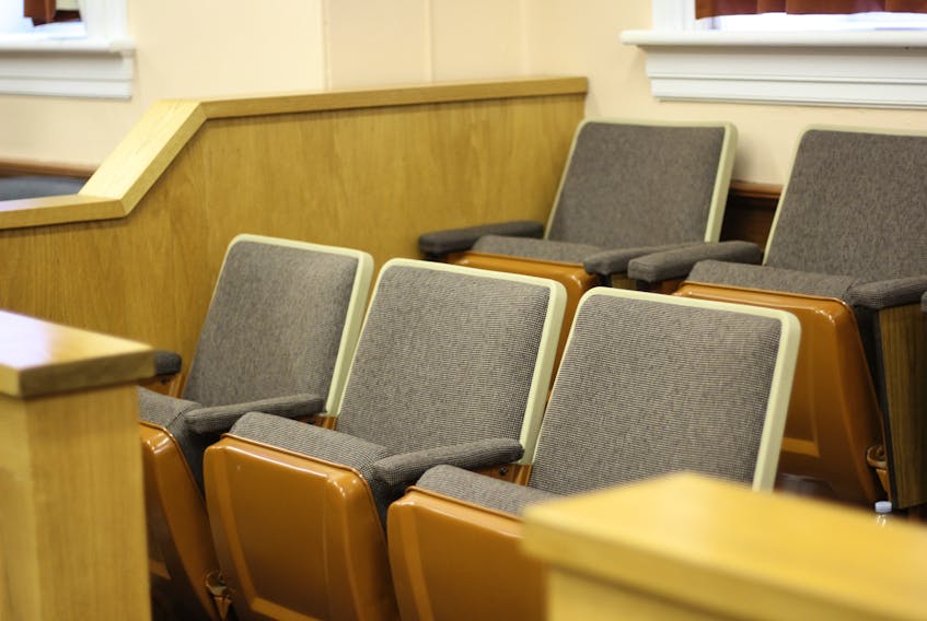 Jury chairs in a courtroom in St. John’s.