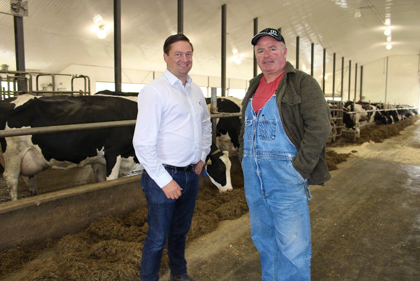 John Moores, general manager of Dairy Farmers of Newfoundland and Labrador (DFNL), and Crosbie Williams of Pondview Farms in Goulds discuss the latest initiative from DFNL titled  “No Bull.” The campaign will promote what they say is the best milk product anywhere in Canada.