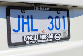 Ensuring you have the proper licence plate and stickers on your vehicle is critical. This plate, on the vehicle of The Telegram’s Sam McNeish, is valid and up to date, unlike a host of plates and registrations being discovered by the RNC during regular patrol stops.
