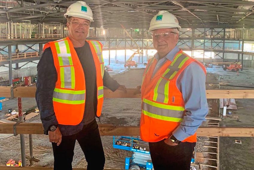After he and Newfoundland Growlers chief operating officer Glenn Stanford visited a new arena being constructed in Trois Rivieres, Que., earlier this week, Growlers majority owner Dean MacDonald (left) posted this picture on his Twitter site (@DeanMacDonaldNL) with the caption “Cities investing in new arenas... great to see!” — Twitter