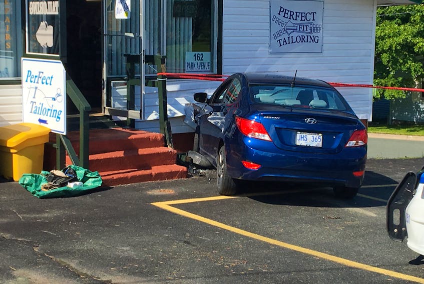 A car has crashed into the front of Perfect Fit Tailoring on Park Avenue in Mount Pearl.
It is unknown if there are any injuries at this time.
The damage to the building and car doesn’t appear serious.
The RNC is on site and will continue to investigate the crash.