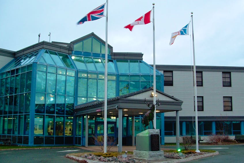 Flags fly at the Caribou Memorial Veterans Pavilion in St. John's on Friday marking VE-Day. Contributed,