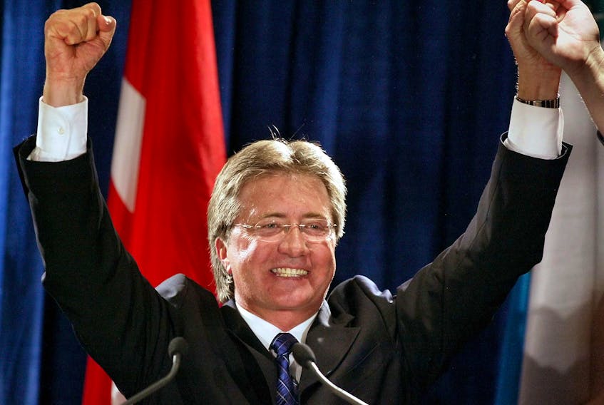 Danny Williams celebrates his election win on election night 2003.