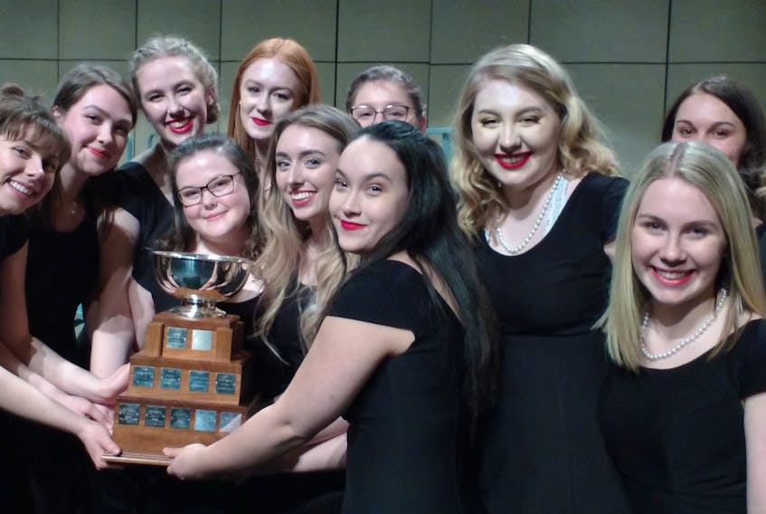 Members of Holy Heart's Bella Cantante won Group Choral Rose Bowl at the St. John's Kiwanis Music Festival in 2019. Organizers have decided to cancel the 2021 festival because of pandemic uncertainty. – CONTRIBUTED