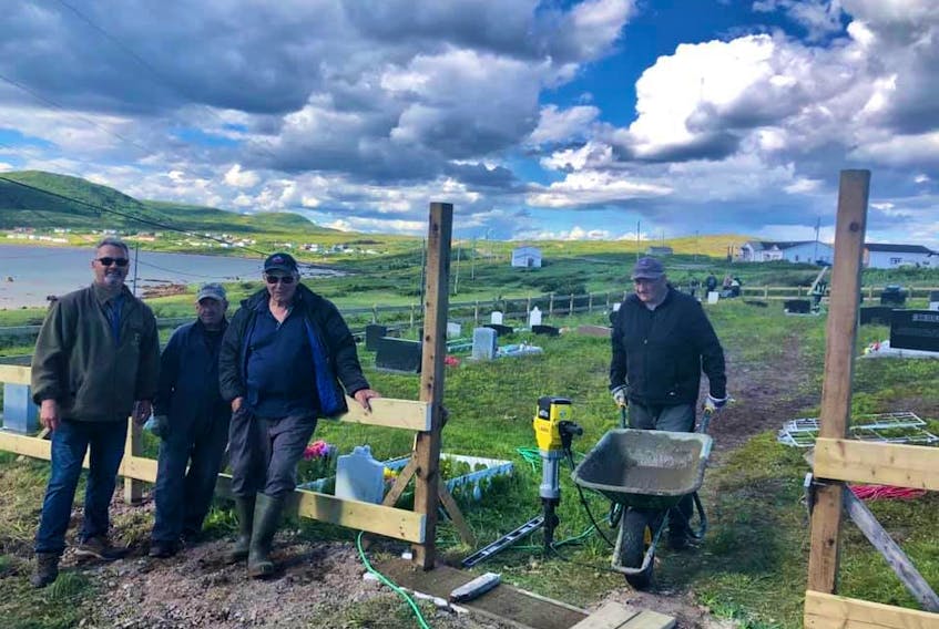 Some of the volunteers that came together to fix up a graveyard and playground in Red Bay, Labrador. - Courtesy of Lisa Dempster