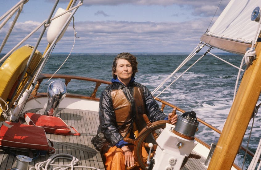 Selma Huxley Barkham sailing off the coast of Newfoundland and Labrador in 1982. MICHAEL BARKHAM PHOTO