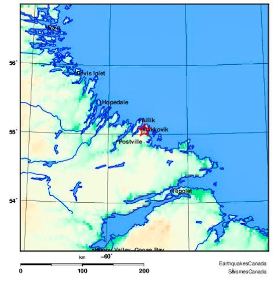 Earthquakes Canada image of earthquake Thursday that struck Makkovik.