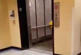 Water runs through this elevator shaft at the Health Sciences Centre Friday evening after a pipe broke causing evacuations of some areas of the facility.
Still image from submitted video