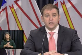 Newfoundland and Labrador Premier Andrew Furey during Monday's COVID-19 briefing. Screen grab image