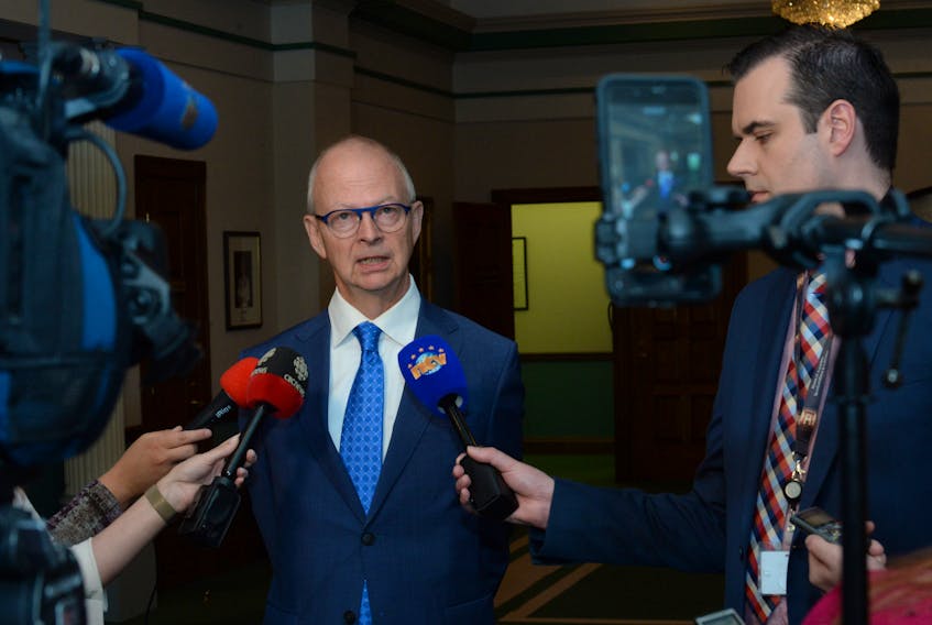 PC Leader Ches Crosbie speaks to reporters in St. John's Tuesday.