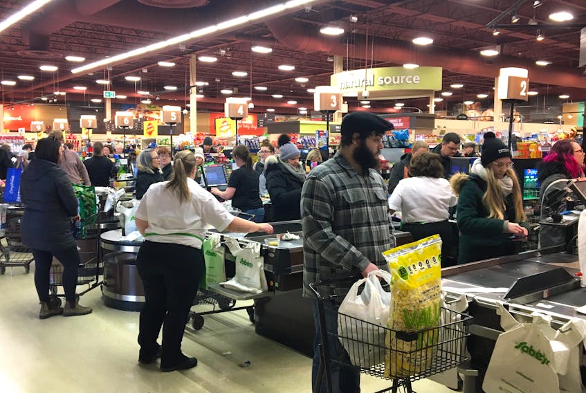 This Sobey's store in Paradise was very busy Monday after the State of Emergency was lifted in Paradise. Stores in other towns where the state of emergency was lifted were also busy. Rosie Mullaley/The Telegram