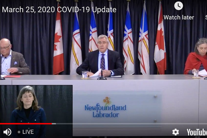The provincial government's COVID-19 update, Wednesday, March 25, 2020. Video screen grab.