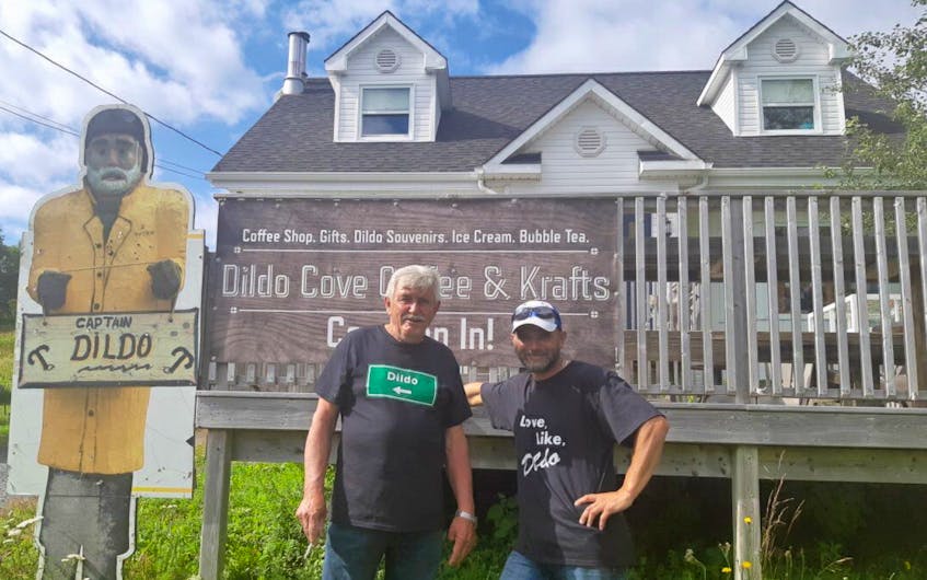 Dildo residents John Reid (left) and his nephew, Dean Reid, say residents are thrilled their town was featured on Jimmy Kimmel's late-night talk show this past week.