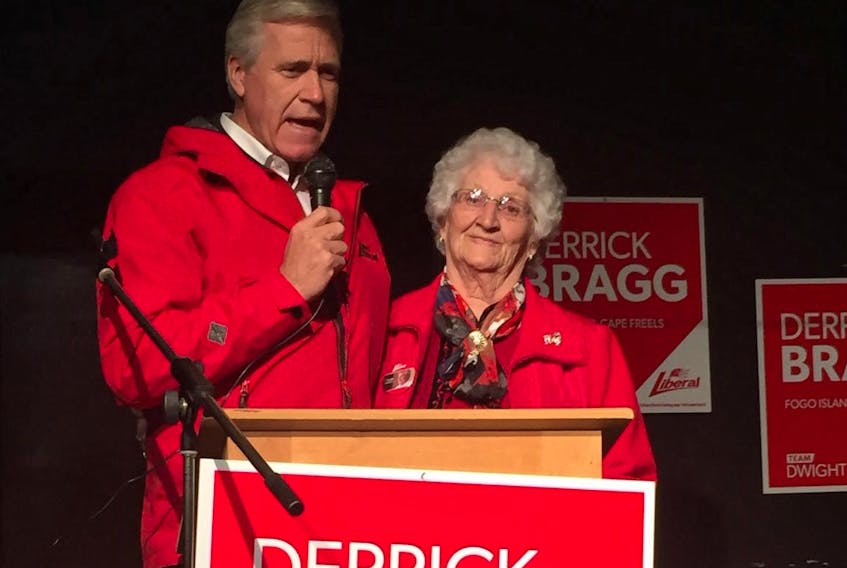 Vera Barbour (right) campaigned with Dwight Ball during the 2015 election campaign. — Telegram file photo