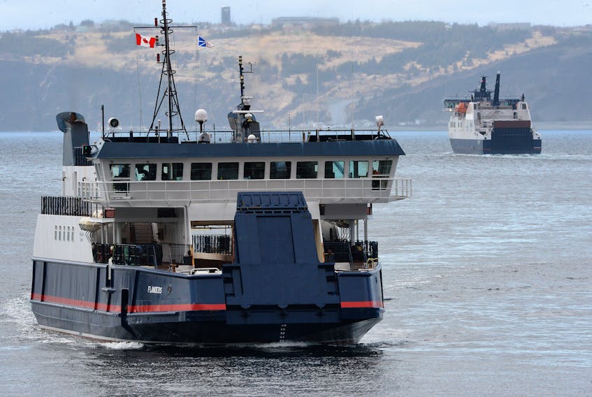 The Bell Island ferry Flanders heads towards Portugal Cove as the Legionnaire(right) crosses the Tickle to Bell Island. Keith Gosse/Telegram file photo