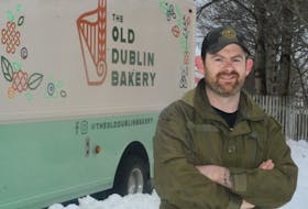 Kevin Massey of the Old Dublin Bakery stands in front of his new food truck. After several seasons selling from the St. John’s Farmers Market, Massey is going mobile with his baked goods.