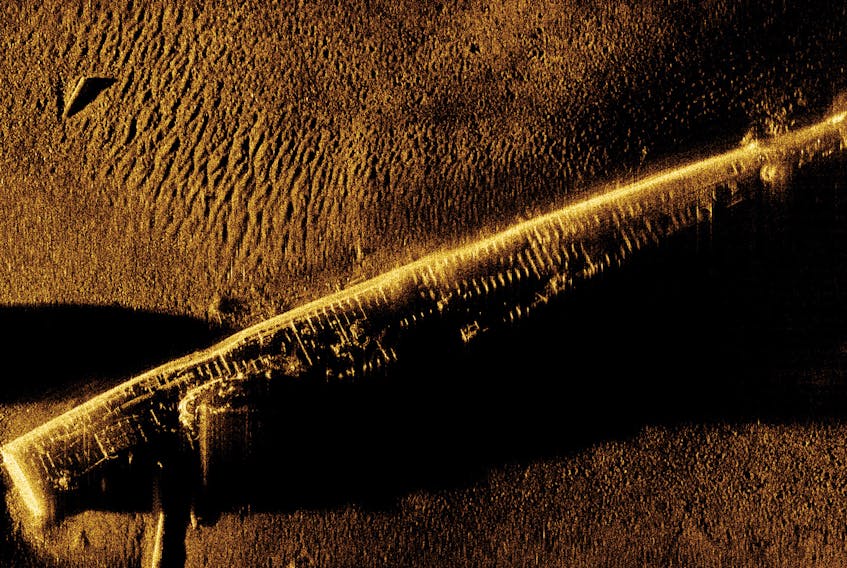 This image of sunken submarine USS BASS was recorded using Synthetic aperture sonar created by Kraken Robotics. The company works regularly with the US National Oceanic and Atmospheric Administration. - Image courtesy of ThayerMahan, Inc., Kraken Robotics, and the NOAA Office of Ocean Exploration and Research.
