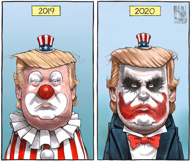 Bruce MacKinnon's editorial cartoon for Jan. 8, 2020. U.S. president, Donald Trump, Iran, Qassem Suleimani, air strike, airstrike, powers of war, congress, troop deployment.