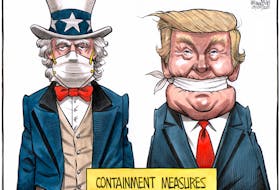 Bruce MacKinnon's editorial cartoon for March 5, 2020. Donald Trump, U.S. president, united states, coronavirus, WHO, world health organization, containment, quarantine.