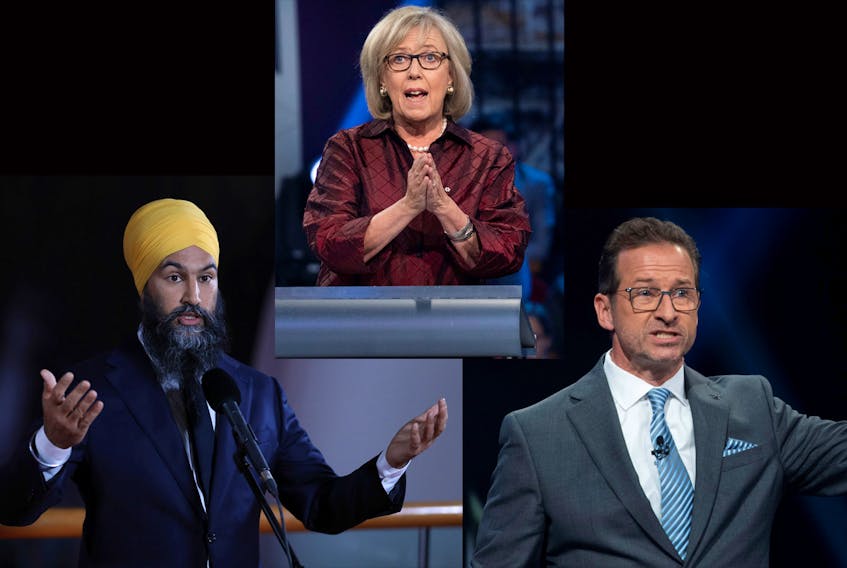 Jameet Singh NDP, Elizabeth May, Green, and Yves-Francois Blanchet of the Bloc Quebecois could all play roles if Canada opts for a coalition government.