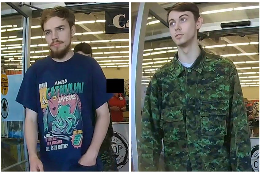Kam McLeod, 19 and Bryer Schmegelsky, 18, suspects in the murder of an Australian tourist and his American girlfriend in northern British Columbia, and charged with the second-degree murder of Leonard Dyck, are seen in a combination of still images from undated CCTV taken in Meadow Lake, Saskatchewan and released by the Royal Canadian Mounted Police (RCMP) July 26, 2019. Manitoba RCMP/Handout/File Photo via REUTERS.