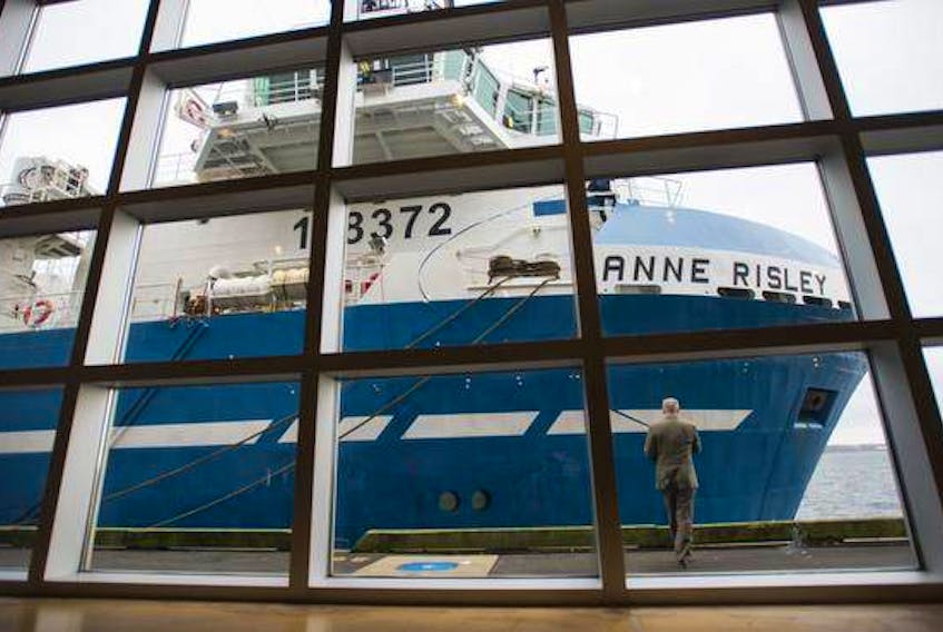The Anne Risley is seen through windows prior to a ceremony for Clearwater Seafoods new clam vessel at Pier 21 in Halifax, N.S. on Friday, Dec. 1, 2017. - Ryan Taplin/The Chronicle Herald