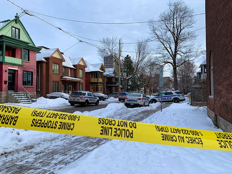 Police are investigating the scene of a shooting on Gilmour Street.