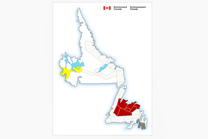 Environment Canada has heat warnings in place for central Newfoundland for the start of this week.