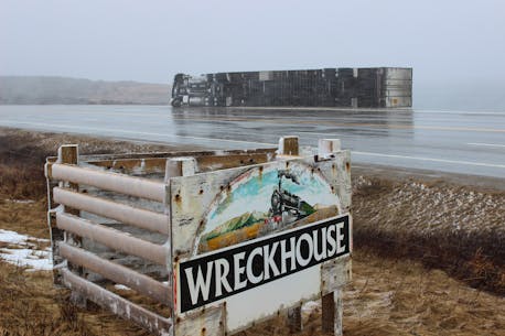 Wreckhouse wind tosses transport truck