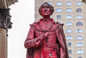 Statue of John A. MacDonald was vandalized with red paint more than once before - including  Oct. 7, 2018. - File