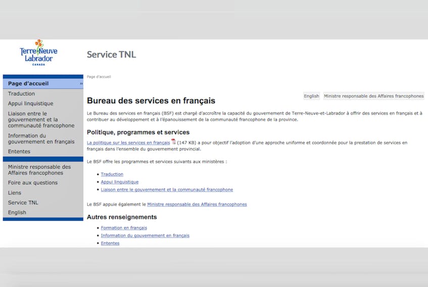 The provincial government recently announced more French content has been added to the Service NL website. -
 www.servicenl.gov.nl.ca