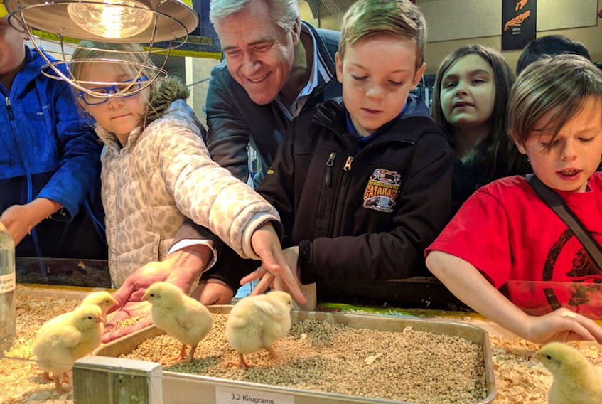 Premier Dwight Ball enjoyed some time with Sprucewood Academy students at the Newfoundland and Labrador Federation of Agriculture’s Agrifoods and Garden Show at the Joe Byrne Arena on Monday morning. The students are participating in the Amazing Agriculture Adventure, an Agriculture in the Classroom program. @PremierofNL (Twitter)