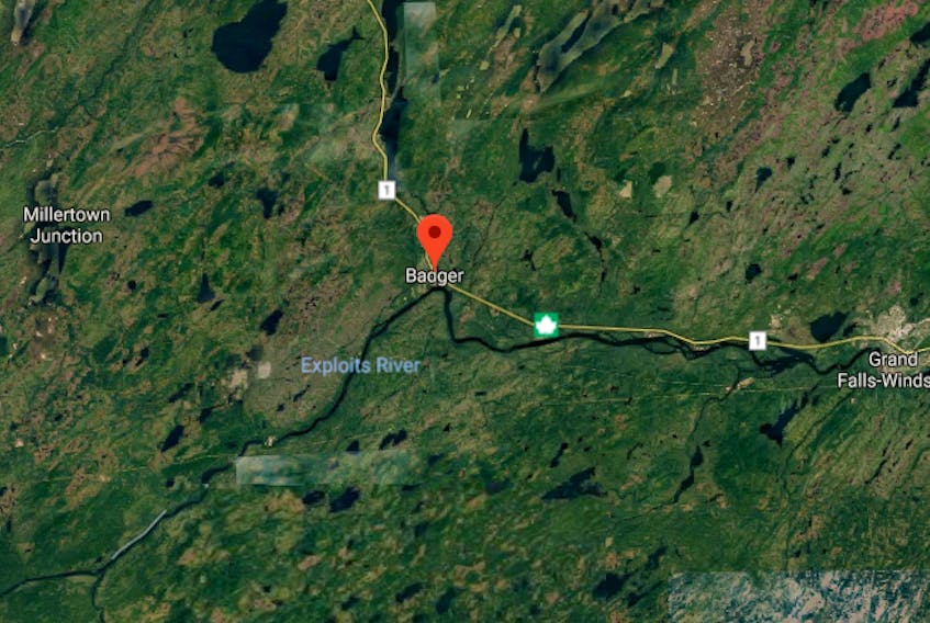 The provincial government has issued a warning ice is jamming up on the Exploits River near Badger and the town may be at risk of flooding. - Google Maps