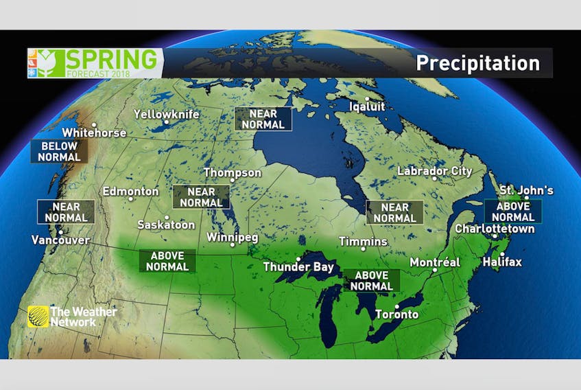 The Weather Network released its spring forecast for the months of March, April and May today, Feb. 26.