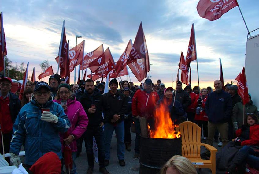 Unifor says hundred of union activists and supporters turned out for a rally in Gander today, Sept. 26, in support of 30 workers who have been locked out by D-J Composites for over 600 days. - Unifor