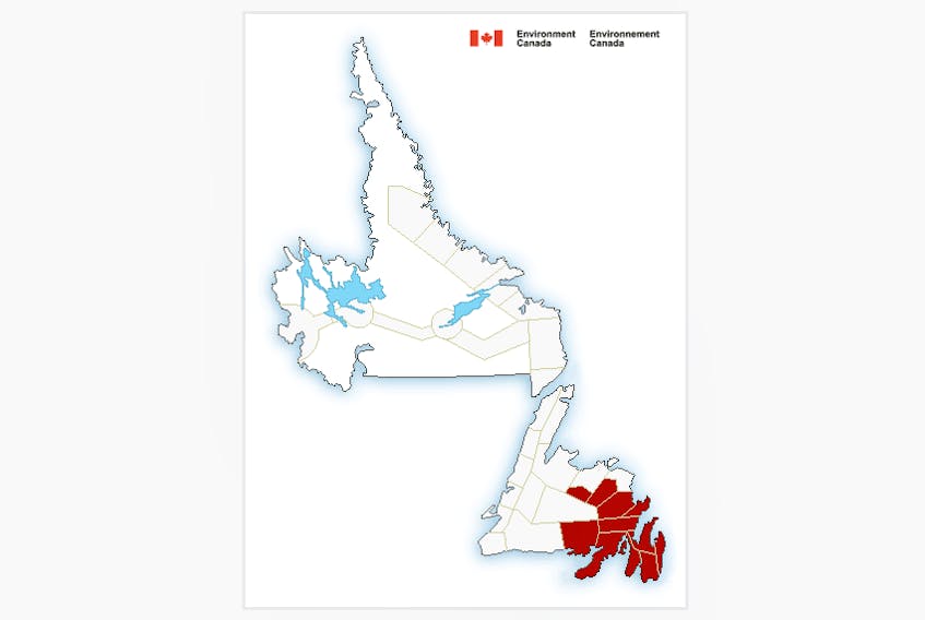 Snowfall warnings are in place for eastern Newfoundland and some central areas of the island today, Tuesday, Feb. 27.