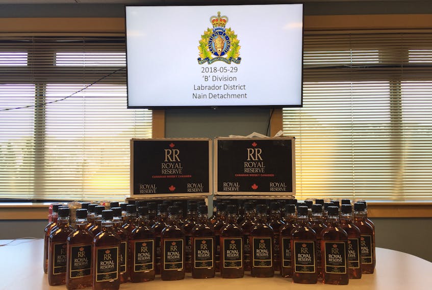 Bootlegged alcohol was seized at the airport in Nain on May 29.