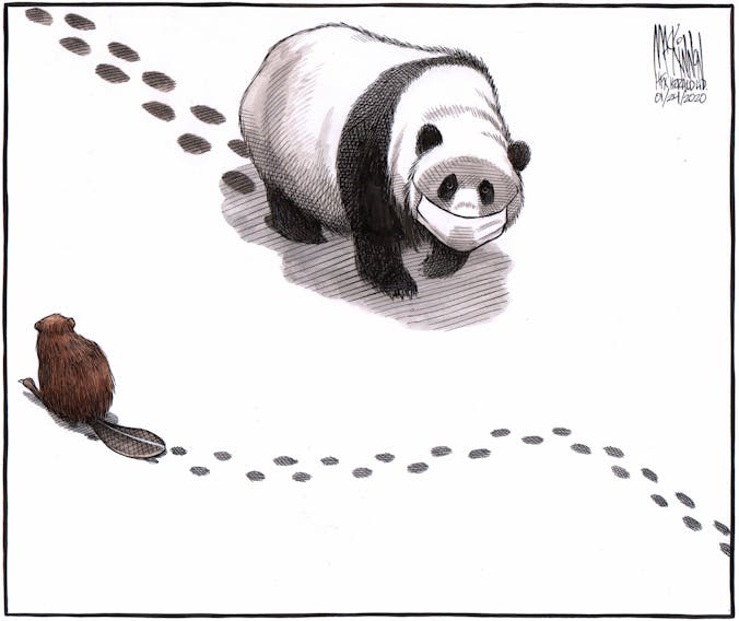 Bruce MacKinnon's editorial cartoon for Jan. 24, 2020. Wuhan China, coronavirus, quarantine, SARS, national Public Health Agency, reagents, airport screening.