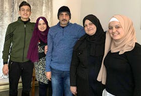 The Ghentawi family, from left, Mohammed, Rasha, Abed, Miyada, and Raghad, arrived in Canada in November. They are thrilled to be living in Antigonish, where the children can receive an education and plan for their future.