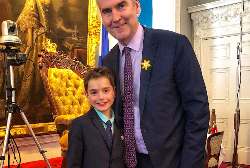 Oxford’s Brody Kouwenberg meets with then Premier Stephen McNeil during a visit to the legislature in 2019. He wrote a letter to the premier asking his government to install AEDs in all Nova Scotia schools - something that became reality on Tuesday when Education and Early Childhood Development announced a $700,000 investment to purchase up to 350 automated external defibrillators.