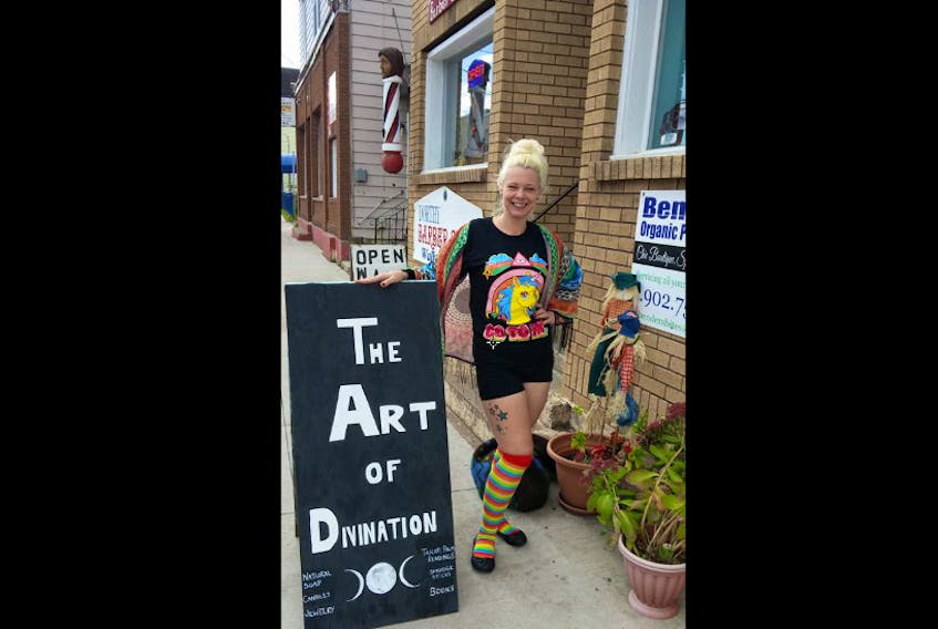 Carrie Stewart, owner of the Art of Divination, at her downtown Stellarton location on Foord Street.