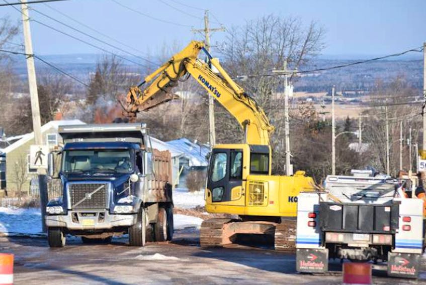Public Works crews work on excavating a broken water main.
Truro Daily News file photo