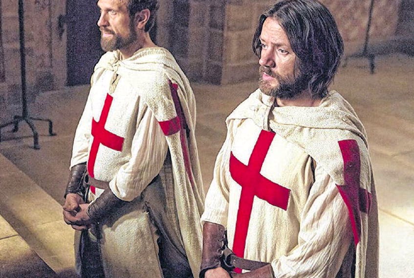 Actors Simon Merrells and Pádraic Delaney appear in Knightfall, a new television series for the History Channel about the rise and fall of the Templars. There has been speculation that the Knights Templar were in Nova Scotia in the late 14th century.