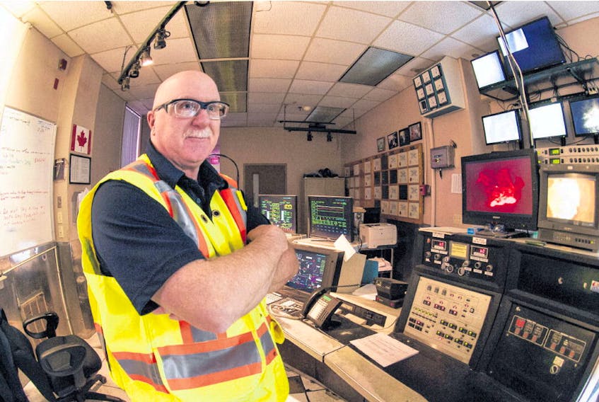 Robert Fry, chief power engineer of Northern Pulp in Pictou, watches over the systems that internally create power for the plant.